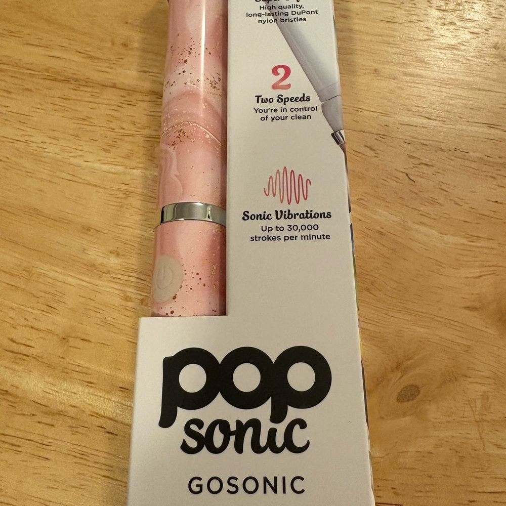 BNIB Popsonic portable toothbrush battery powered battery operated pink marble